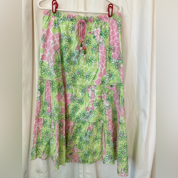 Lilly Pulitzer Dresses & Skirts - Lilly Pulitzer Vintage White Tag Slip Lined Long Ruffle Skirt Giraffes Women's S